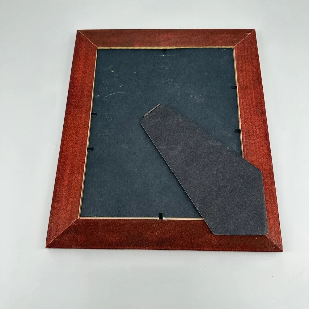 Cherry Wood Finish 8x10 Picture Frame Beveled Tabletop Wall Mount Decor